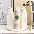 disposable cup storage box plastic cup dispenser desktop coffee milk tea cup holder rotating paper cup rack