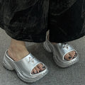 Trending chunky heel slides for women - summer 2025 new fashion high heel sandals - wedge heel slides for women's outdoor wear