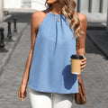 Fashion cross-border export  independent station summer new style lace-up round neck halter suspender loose denim tops