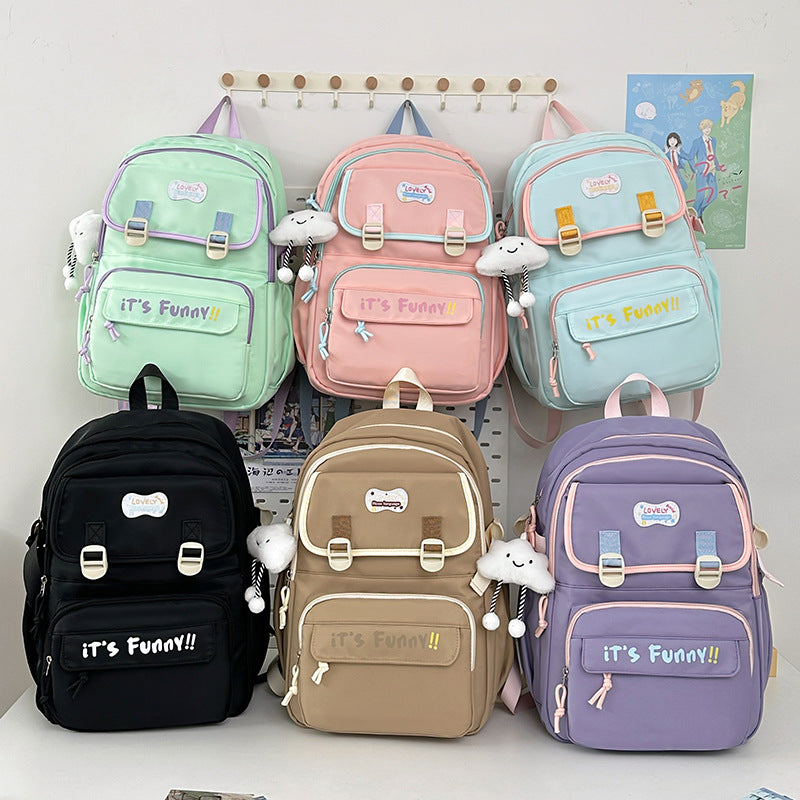 New college style backpack casual simple large capacity schoolbag fashion trend backpack cute junior high school schoolbag