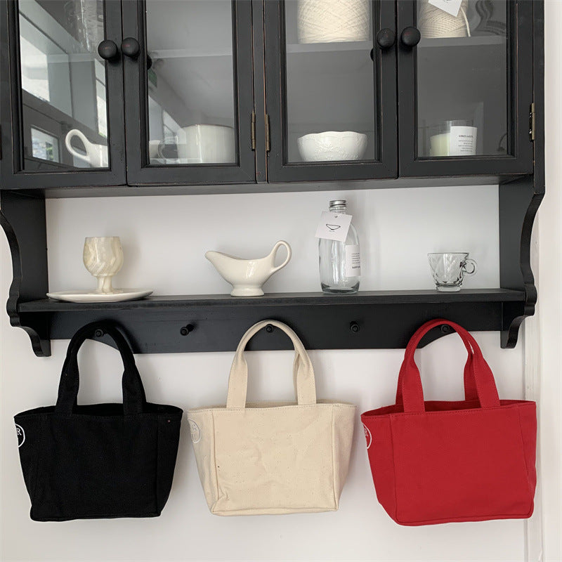 New bag female Korean generation with the same letter printed canvas handbag bento bag simple casual light tote bag
