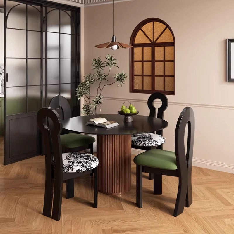 Solid wood keychain chair frenchretro solid wood dining chair soft-packed dining chair medieval style for home makeup chair back chair
