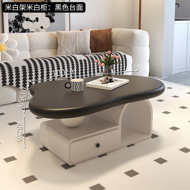 Cream cloud coffee table small apartment living room for home movable cart modern light luxury classy storage tea table