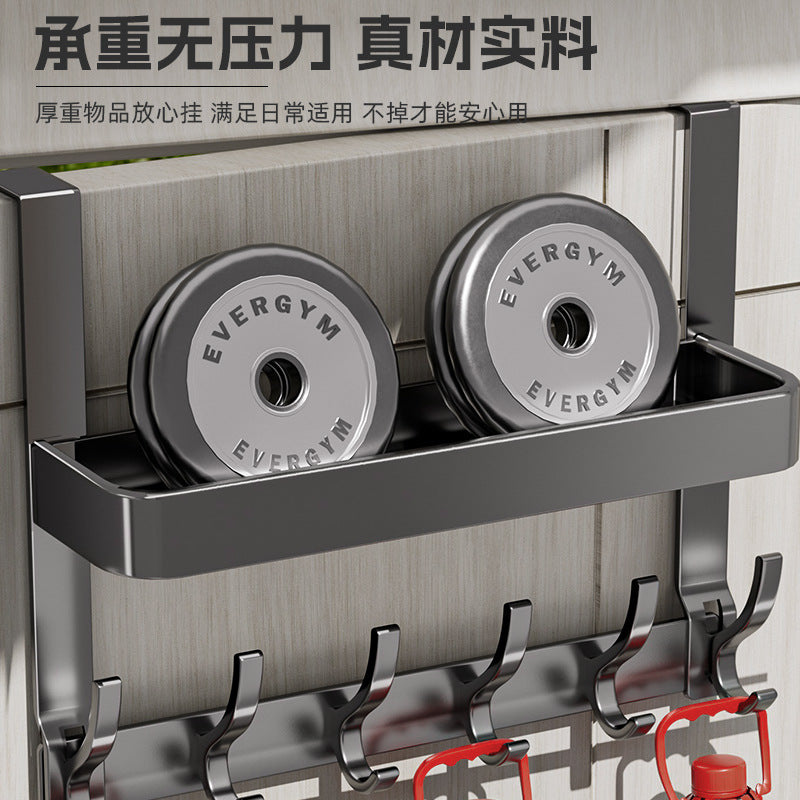 Double-layer storage rack behind the door, strong load-bearing, punch-free wall-mounted clothes hanger, door-mounted clothes and hat storage rack