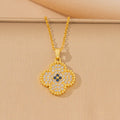 popular zircon-inlaid four-leaf clover necklace, accessible luxury, niche women's summer fashion, non-fading clavicle chain earrings jewelry