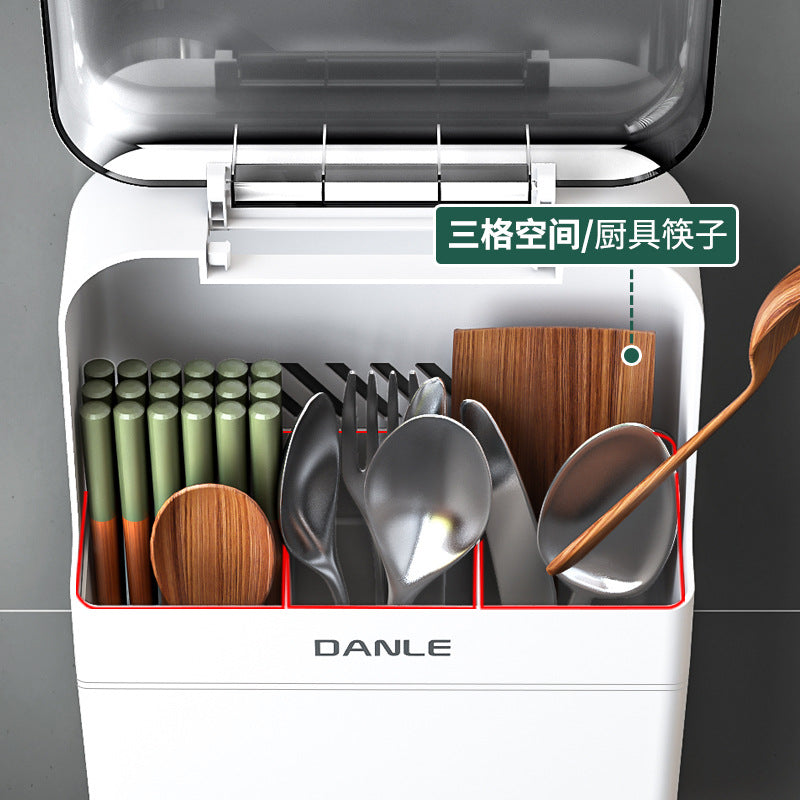 Chopsticks storage box Wall-mounted kitchen rack Household non-punching with dust cover Chopsticks cartridge integrated storage rack