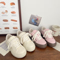 Creamy white chunky sole white sneakers - women's star edition, autumn 2026 new arrival. chic, niche, versatile leather upper, student style athletic skate shoes