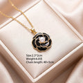 8442 pearl black camellia gold necklace