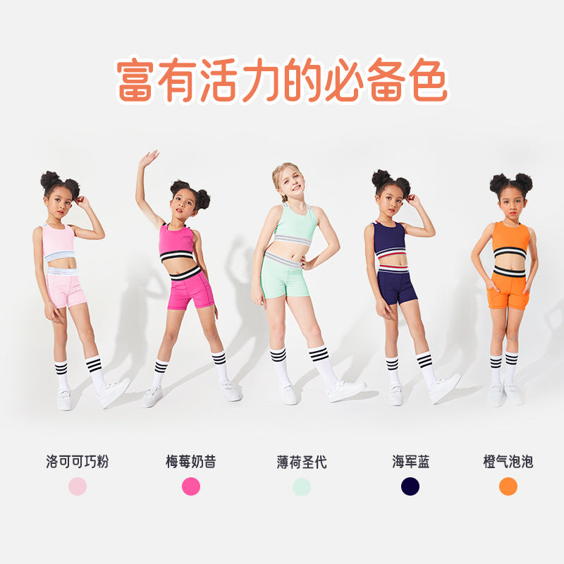 Combat girl comfortable high elastic webbing kids yoga clothes training quick-drying kids tight running fitness clothes