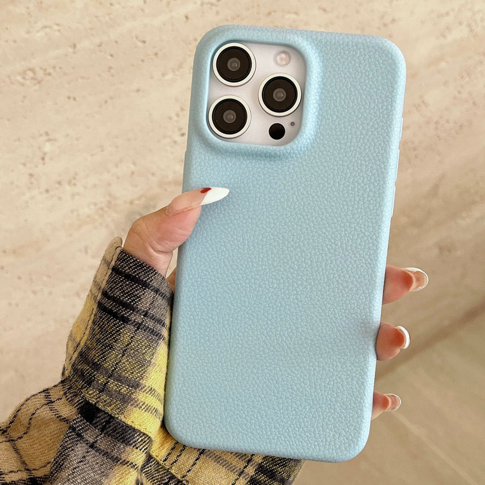 Leather pattern suitable for apple 16promax simple pure color mobile phone case iphone12/15 anti-fall tpu protective cover