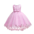 European and american style children's formal dress - tulle train princess gown - girls' piano recital dress - mid-to-large size children's dress