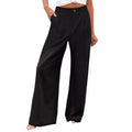 cross-border  fashion summer plaidhigh waistpants button elastic waist loose pants women's casual straight-leg pants