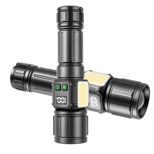 's new white laser remote charging flashlight COB digital power display magnetic attraction strong light flashlight