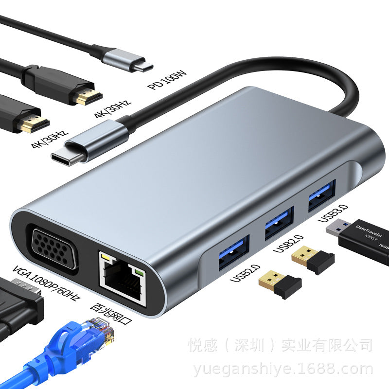 usb hub 3.2 docking station type-c hd+dp+vga three-screen different display mst multi-screen expansion dock