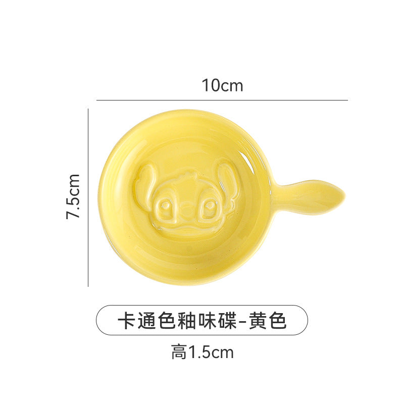 Scandinavianinsstylish ceramic relief snack plate cartoon creative cute ceramic dipping dish flavor plate snack plate