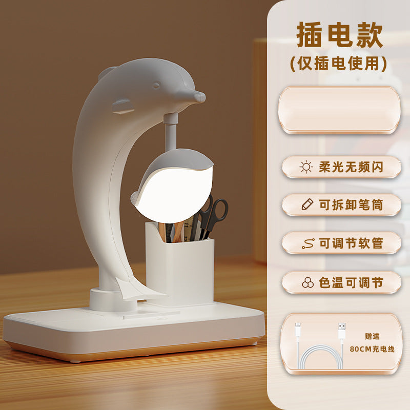 Eye-care led desk lamp - rechargeable smart student lamp with pen holder, digital display, and night light - perfect for dorms and kids' study desks