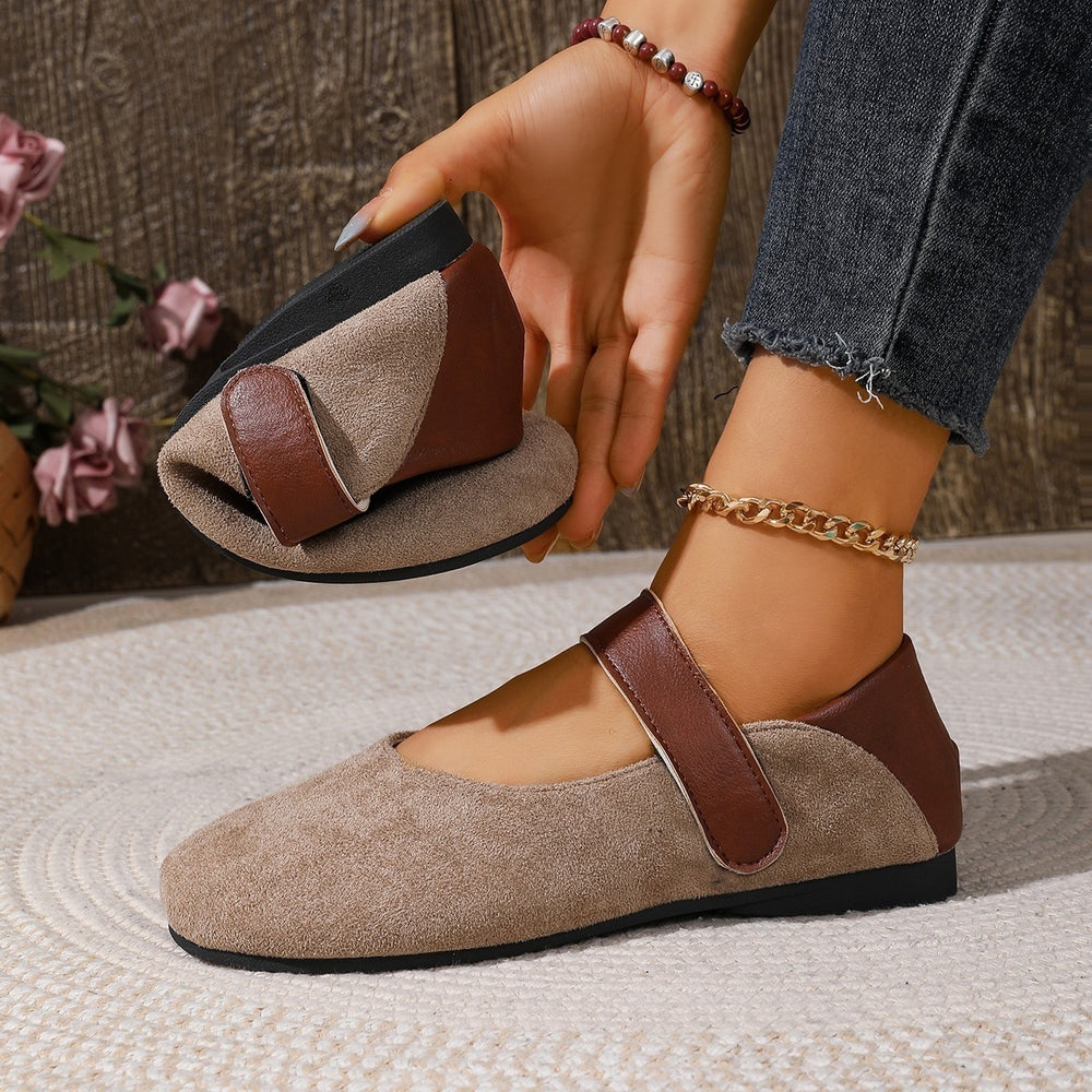 Export spring autumnew arrival suede soft leather mary jane shoes women's easiest for match soft bottom two-wear velcroflatsflats