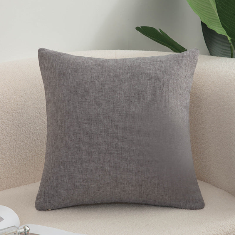 Solid color throw pillow sofa cushion cotton linen style minimalist modern office lumbar pillow square backrest bed headrest pillow