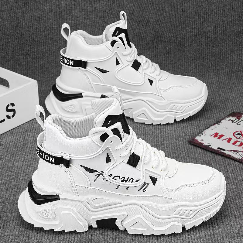High-top men's shoes 2025new arrivalspring youthbootssportscasualwhite heightening dadeasiest for matchtrendy shoes