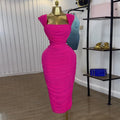 European and american cross-border women's fashion:  summer new arrival - elegant square neck cropped top and bodycon midi skirt fashion set