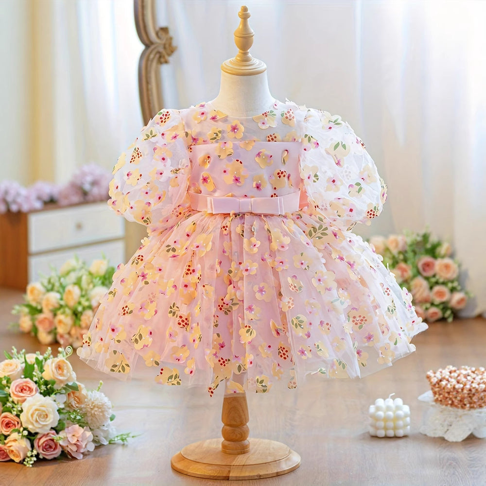 Girls' summer sweet floral sundress -  princess style - trendy cross-border tank dress