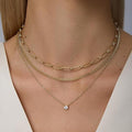 women's exquisite gold necklace stackable layered necklace, fashionable tiered gold necklace 14k gold filled necklace set