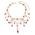 Gothic necklace wholesale cross-border heavy industry tassel red gemstone pendant high-grade retro french layered clavicle chain for women