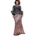 Plus size elegant sequin dress - slim fit, cinched waist, mid-sleeve - perfect for parties, performances, and hosting. cross-border sourcing, direct from the factory
