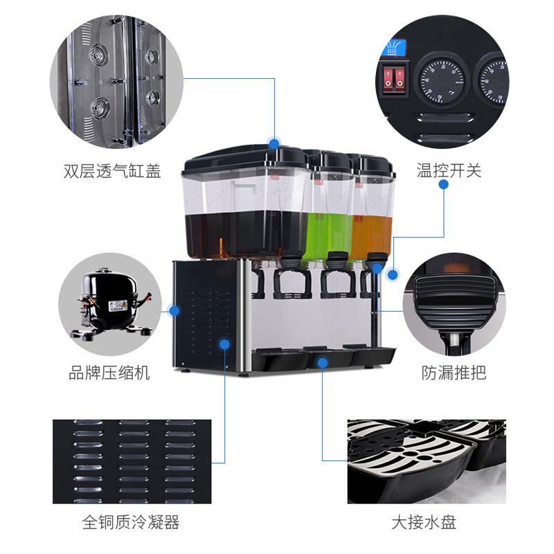 Double-cylinder beverage machine commercial hot and cold dual-use three-cylinder large-capacity fully automatic hotpot restaurant buffet juice cold drink machine