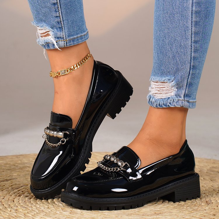 plus size loafers for women, new 2026 spring/autumn collection, patent leather bow mary janes, casual shoes for women