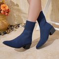 Exportplus sizefashion slim boots women's high heel short boots knittingfall and wintersingle boots thick heel square toe shoes women's boots