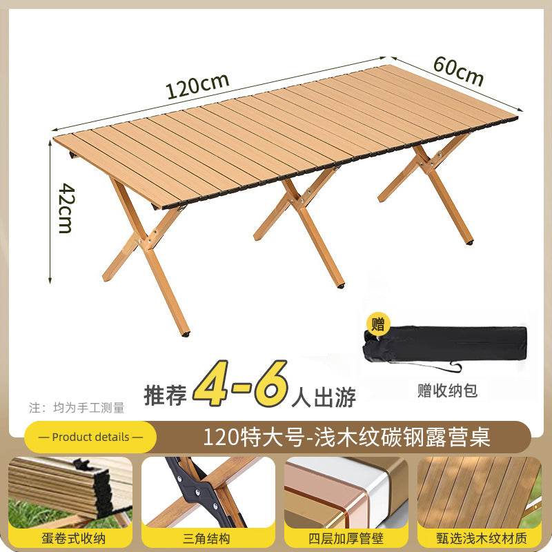 Outdoor foldable special egg roll table stalls portable picnic bbq camping thickened table and chairs complete set of equipment supplies