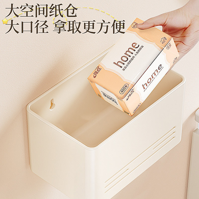 Cream Wind Toilet Tissue Box No Punching Toilet Toilet Carton Paper Drawing High Value Wall Hanging Toilet Paper Shelf