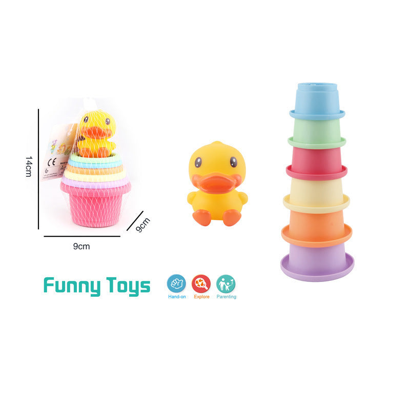 Cross-border  export bathing and water stacking Le Rainbow Tower baby toys children's rings and cups silicone