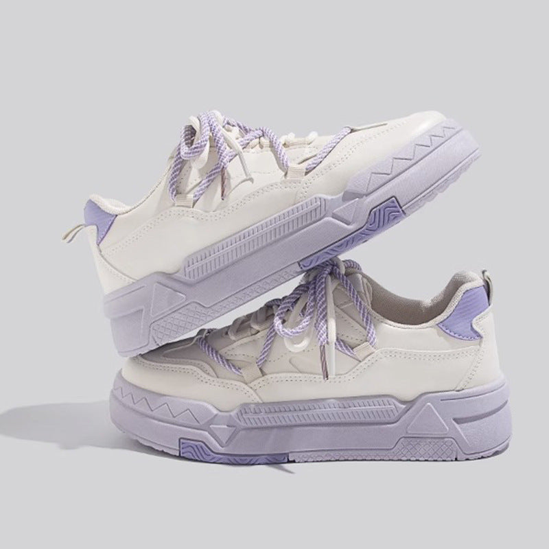 Hong kong style popular chunky white sneakers for women, new autumn 2026 collection, versatile casual athletic skate shoes, student running shoes