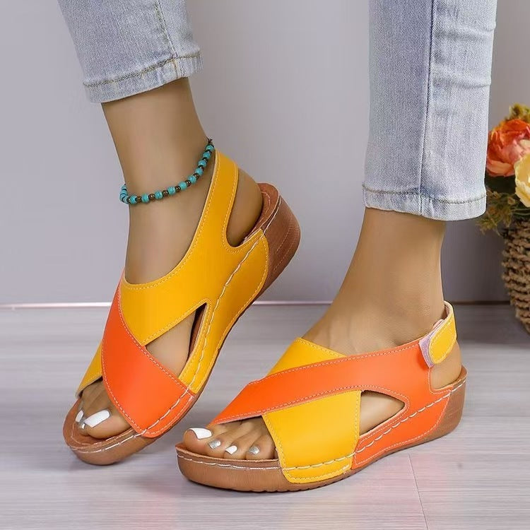European and American  independent station breathable women's sandals color matching women's shoes 2024 new summer casual beach shoes slippers