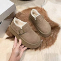 Thick sole buckle fleece-linedheattech birkenstock shoes low ankle snow boots 2025winternew arrivalwaterproof short boots non-slip cotton shoes