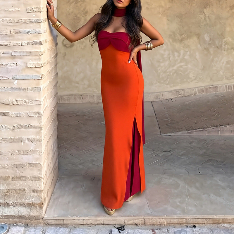 summer new women's fashion: european & american style cross-border dress - elegant and stylish a-line dress with waist-cinching ribbon detail