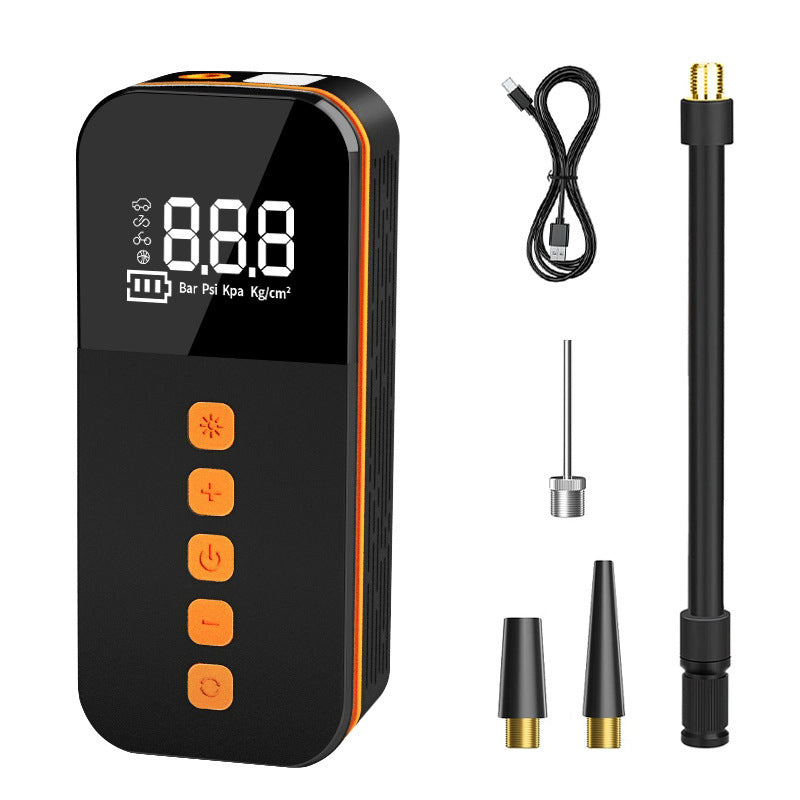 Car tire inflator pump - digital display, illuminated, electric, cordless, multifunctional, portable, tire pressure gauge