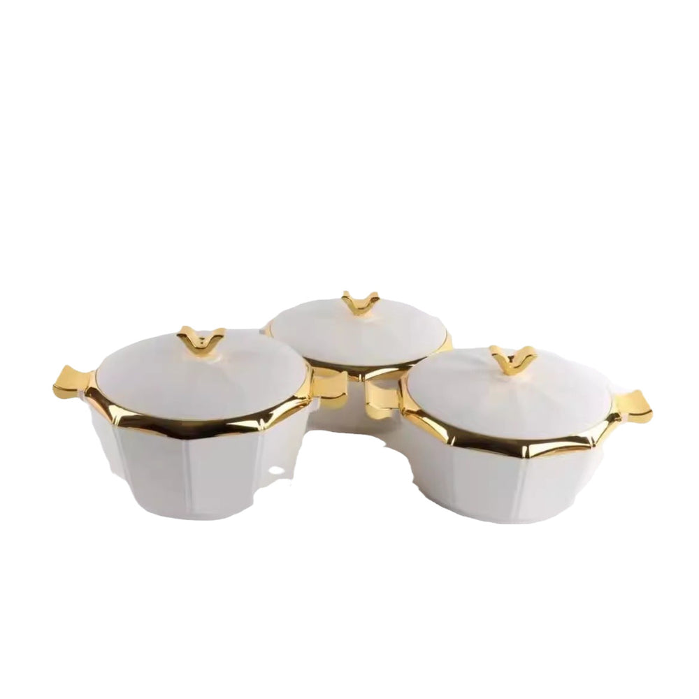 Hot selling food warmer container 3pcsexport open mirror octagonal thermal lunch box 2l-2.5l-3l
