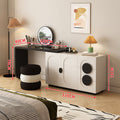 French retro solid wood vanity table with drawer cabinet - modern minimalist master bedroom high-end black and white desk makeup vanity