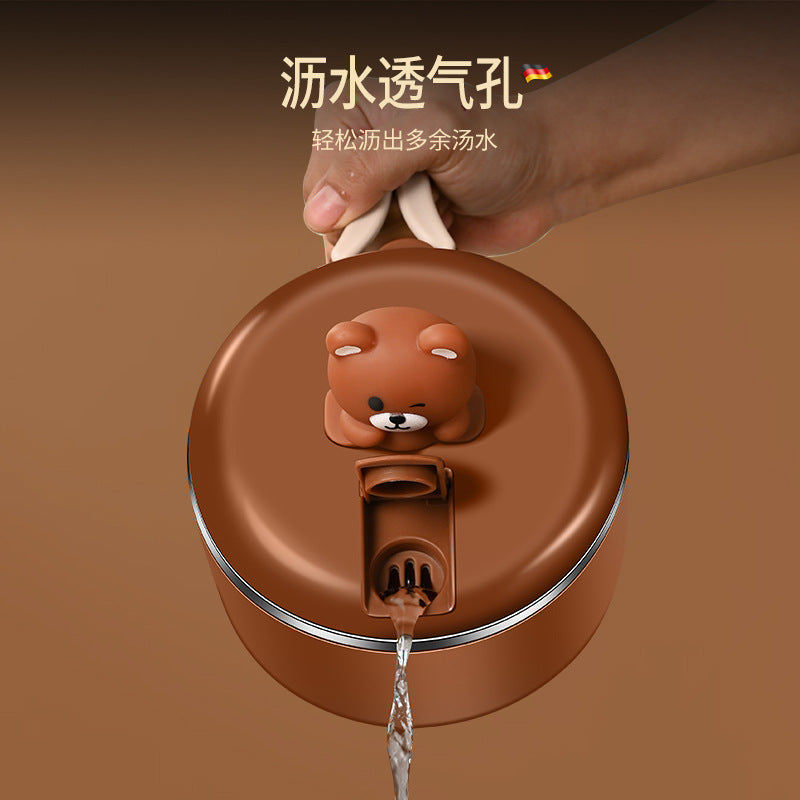 Instant noodle bowl 316 stainless steel food grade dormitory with student cover Soup bowl Instant noodle bowl Round lunch box Rice bowl