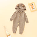 Korean style baby romper - autumn cute pom-pom bear knit hooded bodysuit (036)