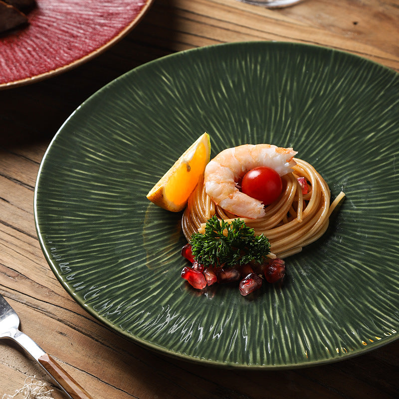 Retro high-looking kiln-turned creative plate ceramic western food plate for home restaurant steak plate stylish dessert plate