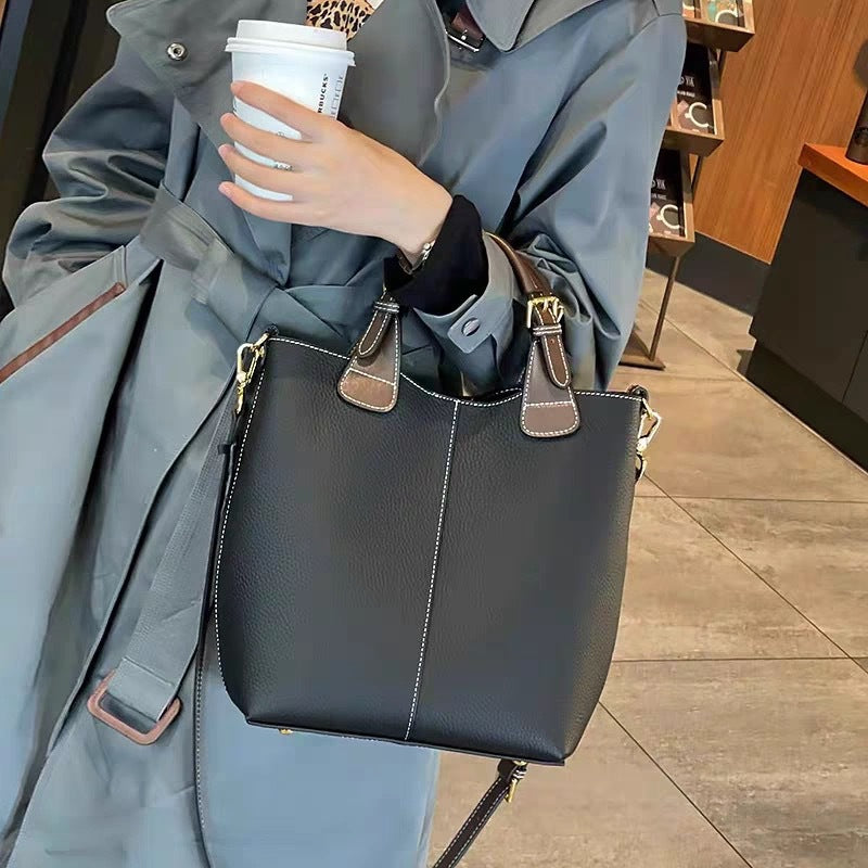 Togo first-layer cowhide large-capacity mother-in-law bag classy hand-carry shoulder crossbody bag women's bag genuine leather bucket bag