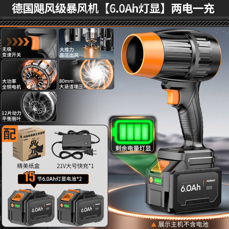 High-power industrial-grade blower with turbine fan – powerful air blower for dust, leaves, and snow removal (lithium battery powered)