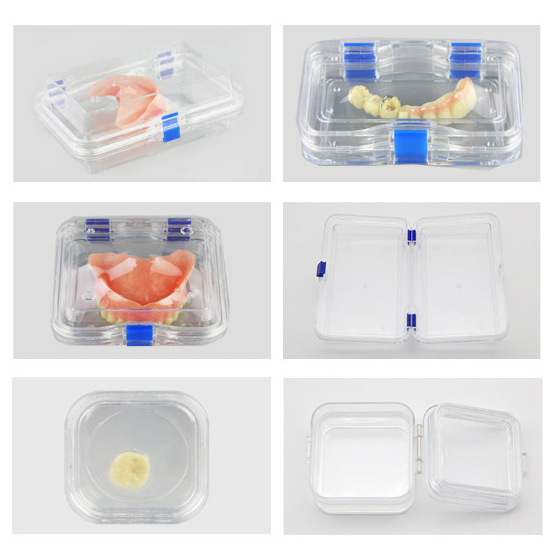 Dental transparent film box, denture holder box, film tooth box, denture packaging box, orthodontic box, logo can be printed.