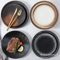Japanese ceramic striped plate - creative steak plate, pasta plate, retro sushi plate - restaurant commercial serving plate - wholesale
