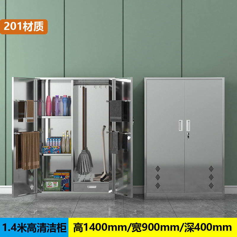 Stainless steel cleaning cabinet household school hygiene cleaning cabinet classroom balcony mop broom tool storage cabinet