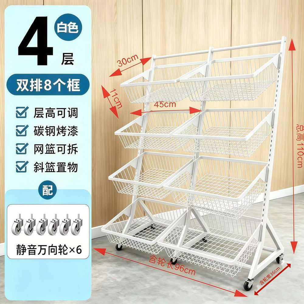 Kitchen basket storage rack, kids' toy organizer, multi-tier mobile storage, household multifunctional trolley